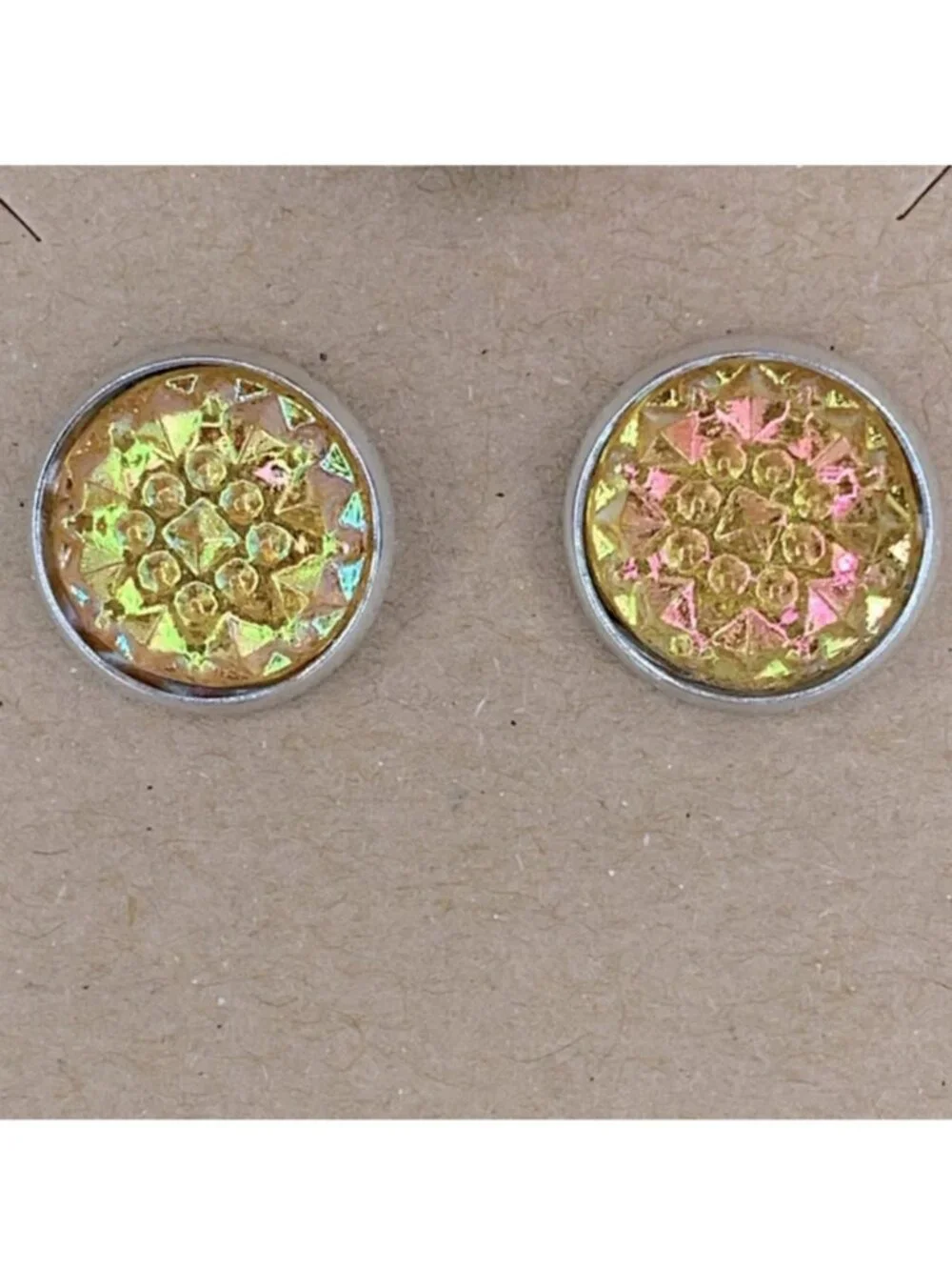 Faux Druzy Stud Stainless Steel Earrings Fashion Jewelry